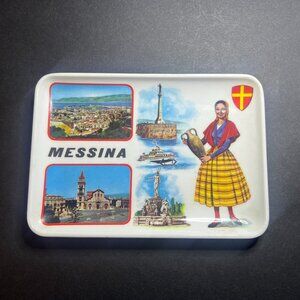 Vintage Mebel Italian Messina Italy Decorative Rectangular Souvenir Trinket Dish
